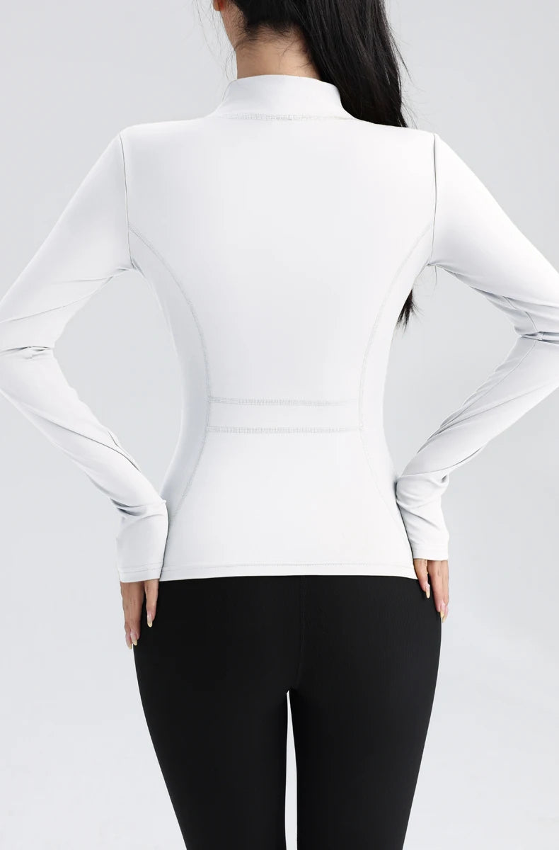 Full Zip Yoga Top With Thumbholes