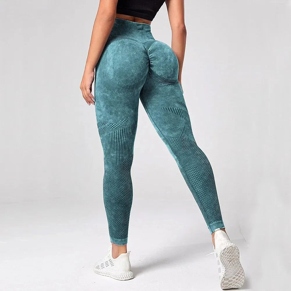 2023 Women Leggings Washing Yoga Pants Bubble Butt Push up Fitness Legging High Waist Scrunch Tight Mujer Gym Seamless Legging