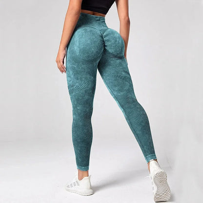 2023 Women Leggings Washing Yoga Pants Bubble Butt Push up Fitness Legging High Waist Scrunch Tight Mujer Gym Seamless Legging