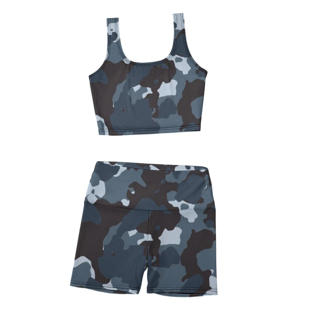 Shabella Camouflage Tank Top and Biker Shorts 2 Piece Yoga Set