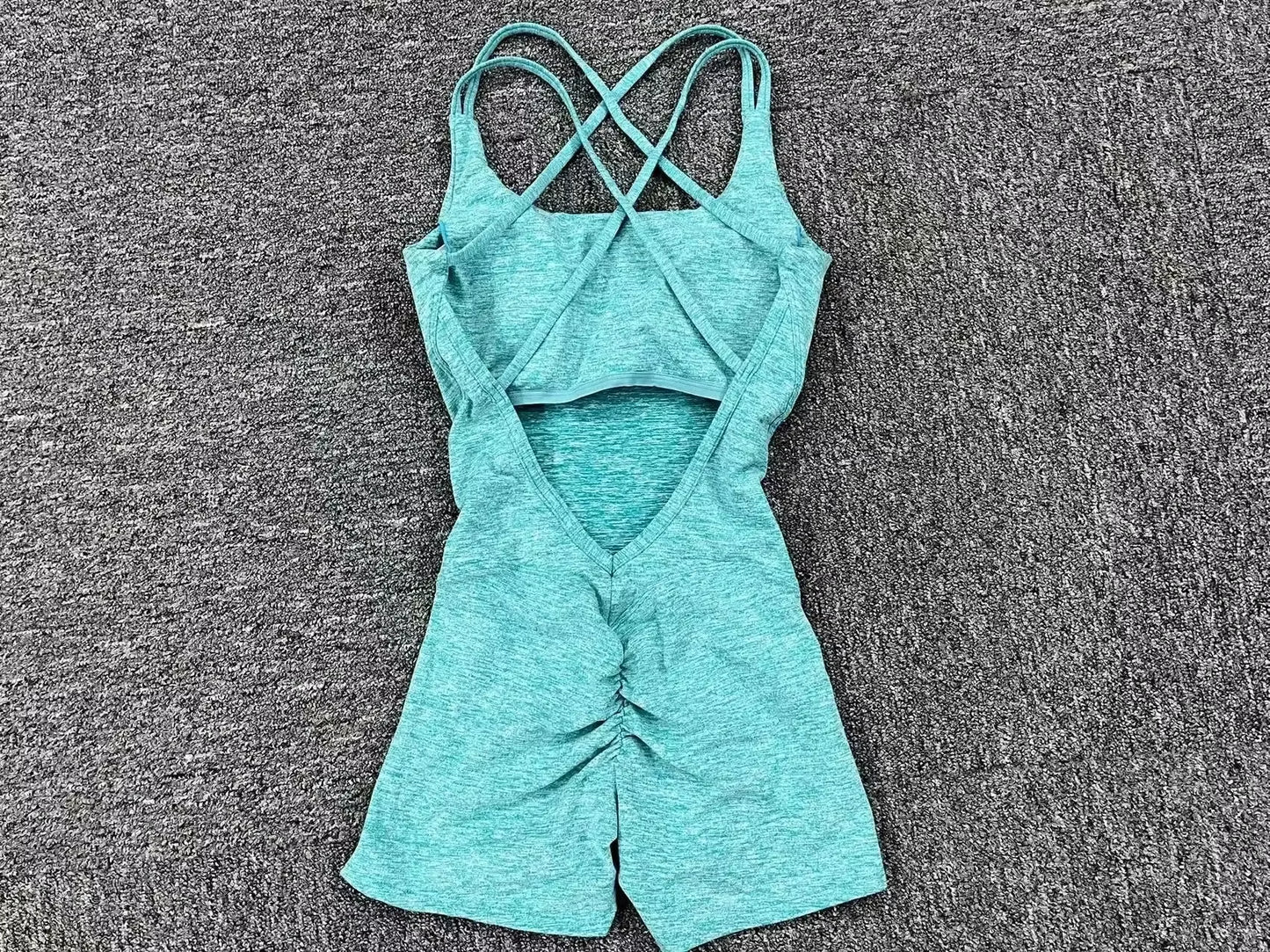 Sexy Backless Scrunch Sporty Tight Jumpsuit Raises Butt Playsuit Women Romper Summer Gym Fitness Short Overalls One Pieces Set